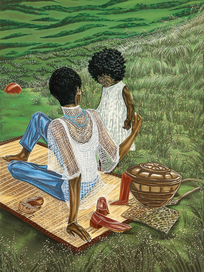 Toyin Ojih Odutola, "Picnic
on the Grounds"