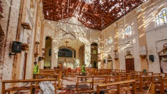 Durch Explosion beschädigte St.-Sebastians-Kirche 