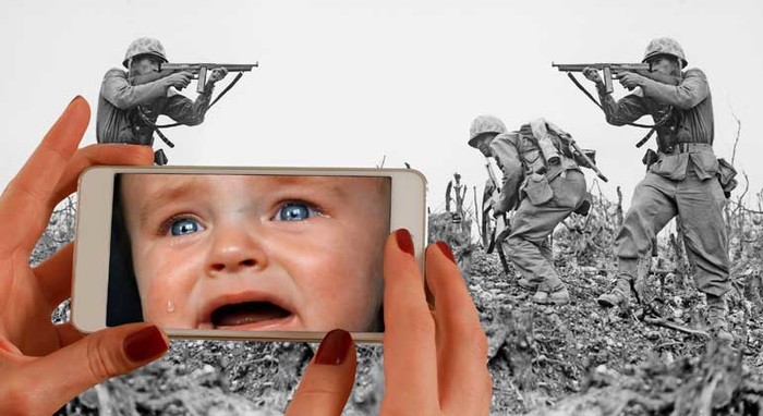 Krieg - Kind weint - Soldaten