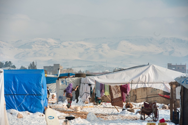 Flüchtlingslager im Schnee