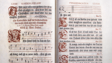 Aus dem Straßburger Gesangbuch 1541: "Kinderliede auff die Weihenachten" (Vom Himmel hoch) (Prädikantenbibliothek Isny)