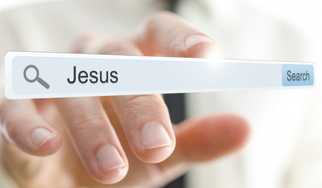 Das Wort "Jesus" in einer Online-Suchzeile.