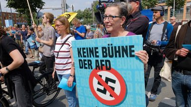 Demonstration gegen den Auftritt eines AfD Politikers auf dem 101. Katholikentag in Münster