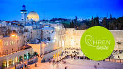 Abendstimmung über Jerusalem mit der Grabeskirche und der Klagemauer