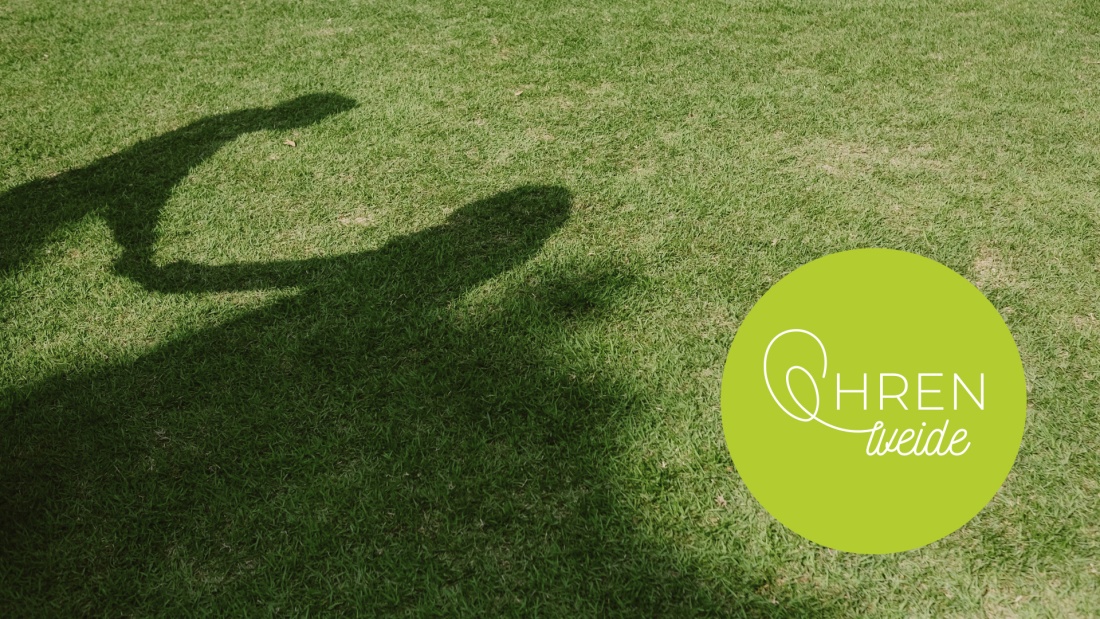 Schatten eines Paares auf grünem Gras