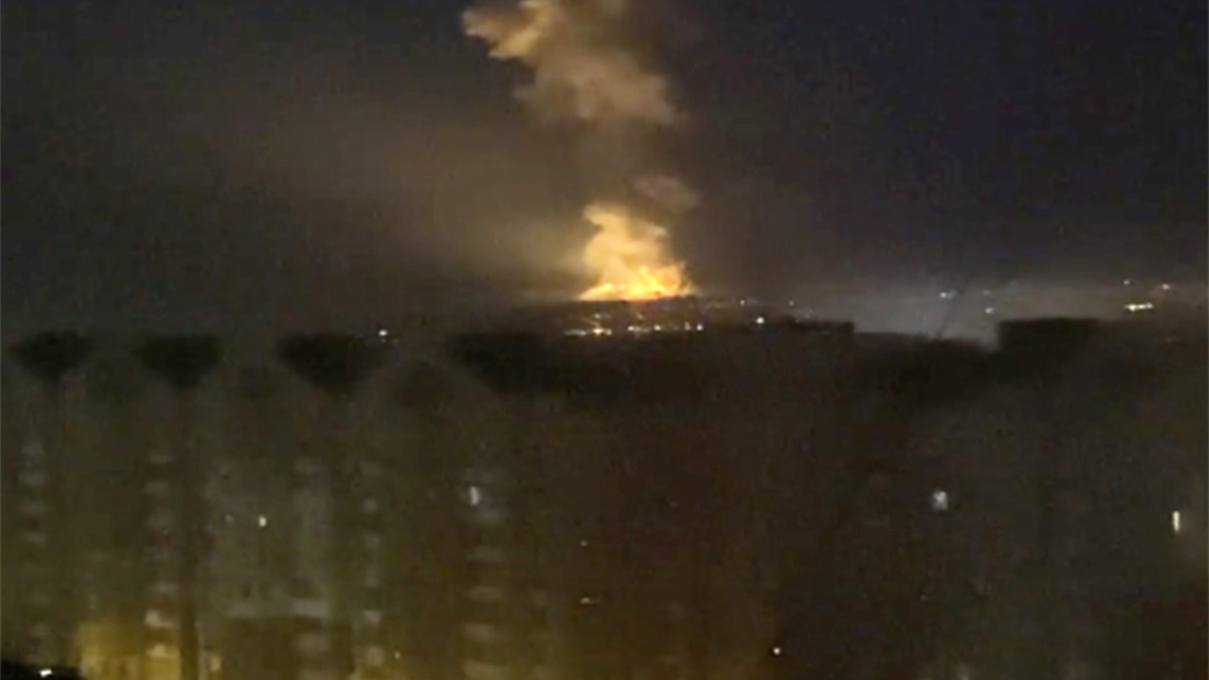 Eine Explosion in Kiew am 24. Februar 2022