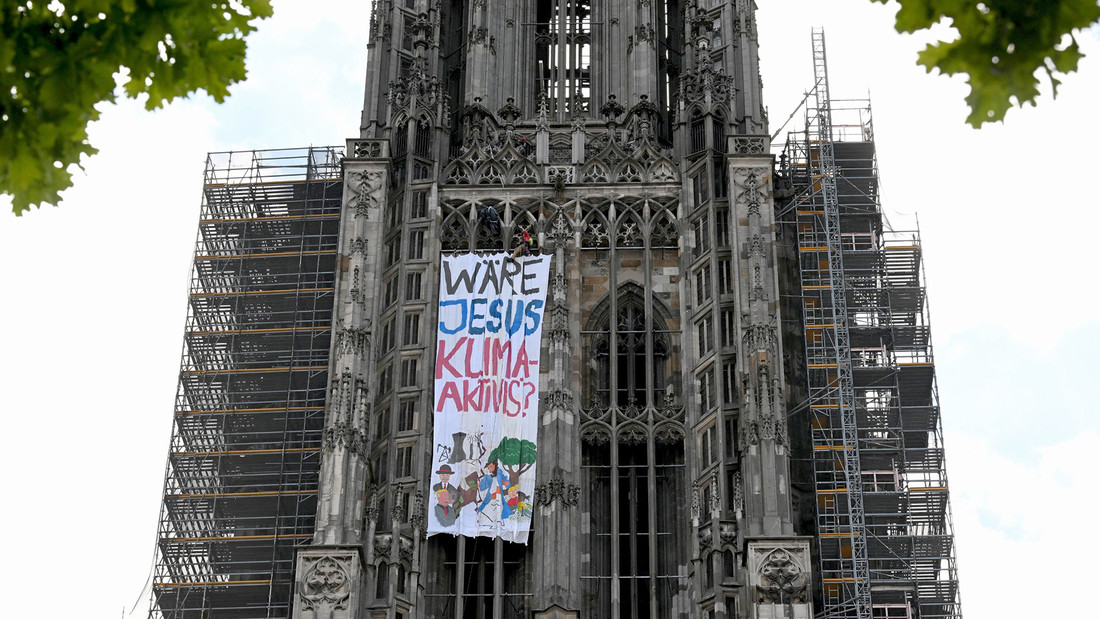 "Wäre Jesus Klimaaktivist?" Plakat am02.07.2024