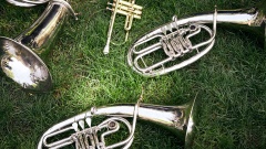 Musikinstrumente im Gras