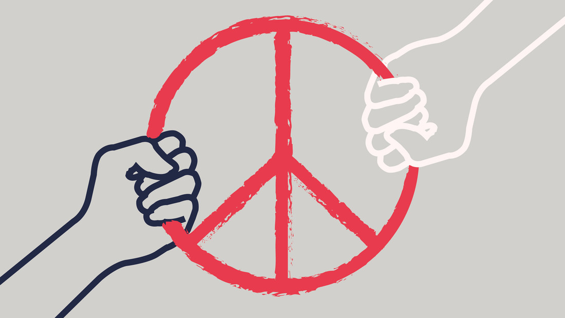 Hände halten Peace zeichen