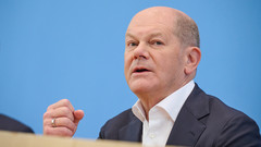 Bundeskanzler Olaf Scholz bei Bundespressekonferenz in Berlin