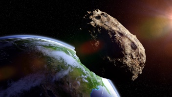 Komet und Welt aus dem All betrachtet