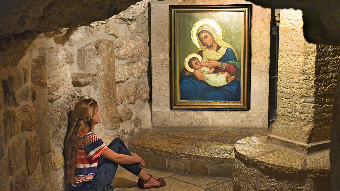 Marienbild in der Milchgrotte in Jerusalem