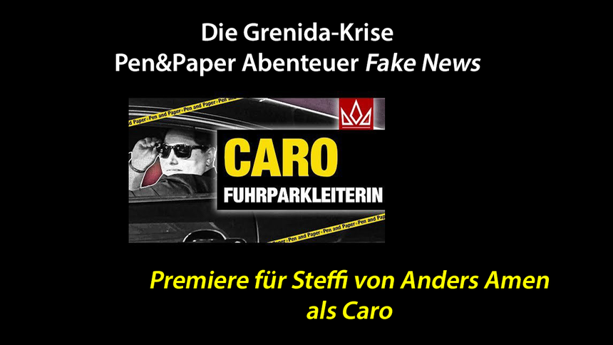 Steffi von Anders Amen mit dunkler Brille fährt ein dunkles großes Auto in einer dunklen Tiefgarage
