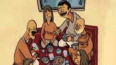 Comic von Familie beim Hizir-Fasten