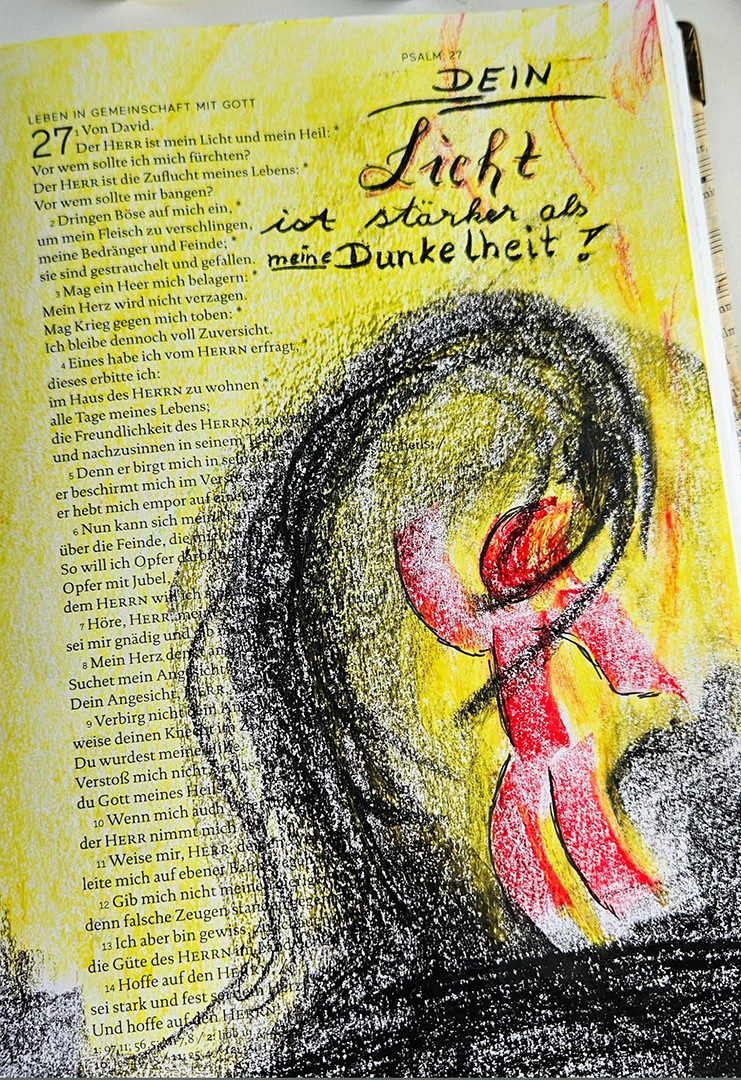 Bible Art Journaling mit hell und dunkel