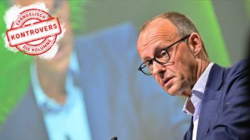 CDU-Parteichef Friedrich Merz in der Frankenhalle beim Evangelischen Kirchentag in Nürnberg.