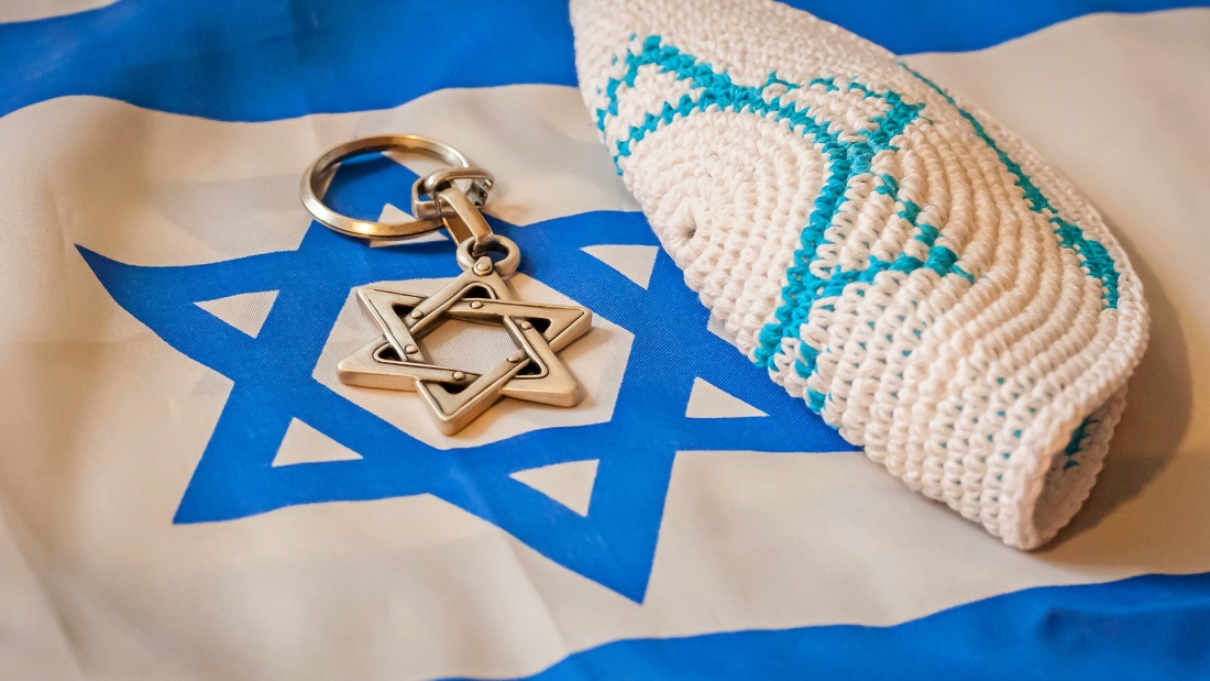 Jüdische Symbole auf Israel Flagge