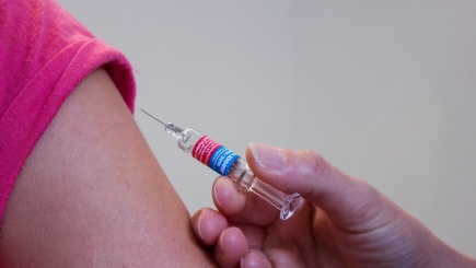 Impfspritze wird in den Oberarm einer Person injiziert.