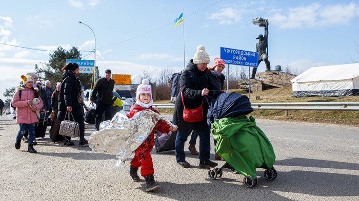 Flüchtlinge an der ukrainisch-slowakischen Grenze