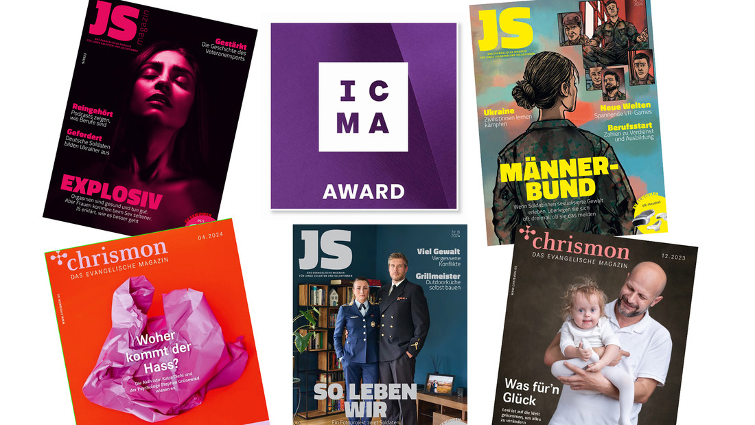 Cover Magazine chrismon und JS Magazin und Award Logo