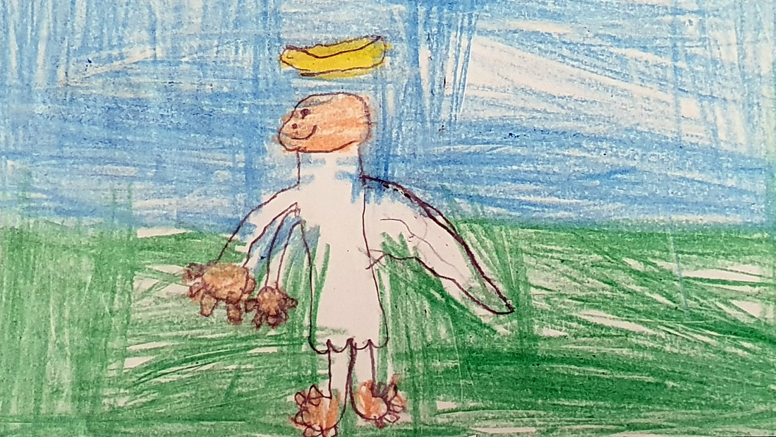 Kinderbild eines Engels mit Heiligenschein