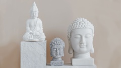 Drei Buddhaköpfe