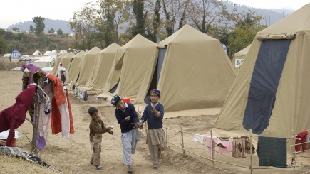 Flüchtlingslager mit Zelten