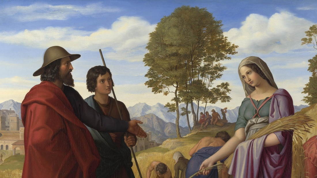 Ruth steht im Gerstenfeld von Boaz (Ölgemälde von Julius Schnorr von Carolsfeld)