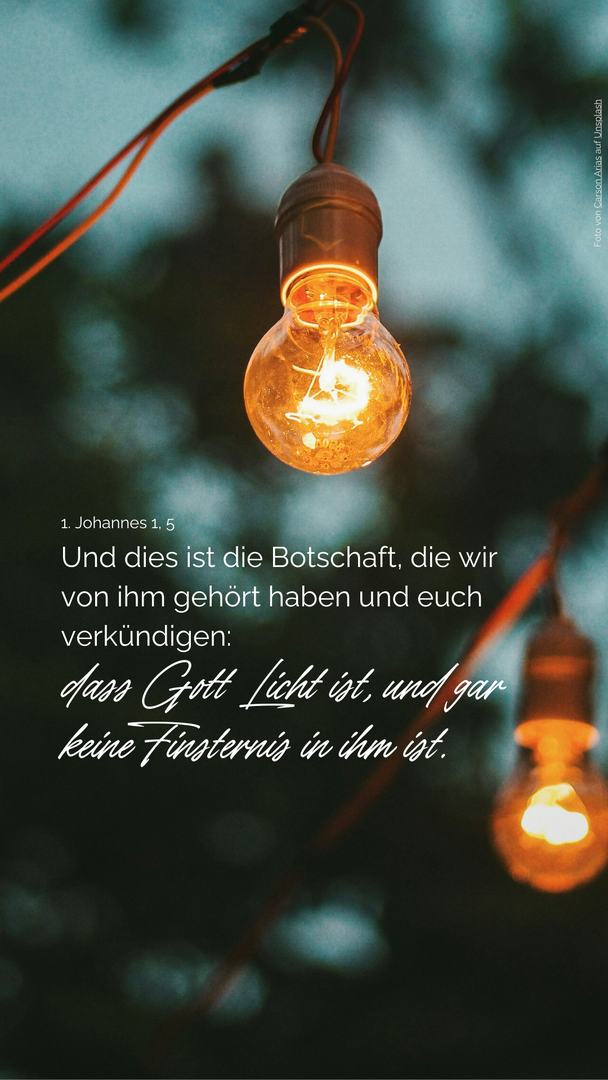 Lichterkette  mit Bibelspruch 1. Johannes 1, 5