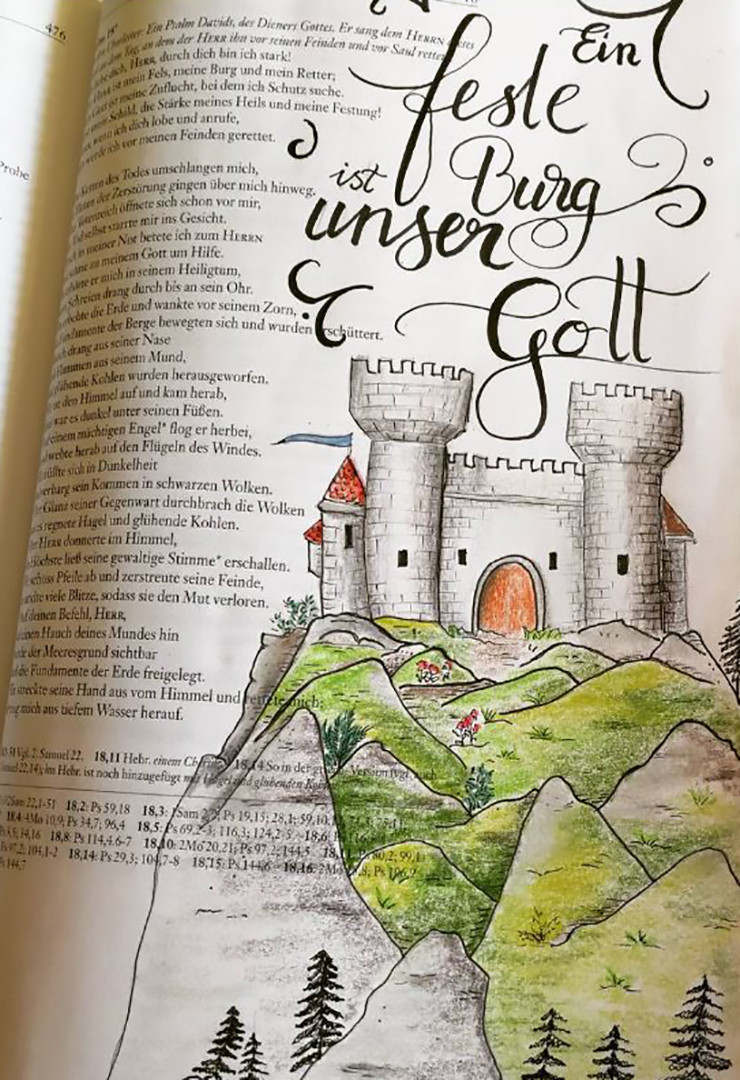 Bible Art Journaling mit  Burg