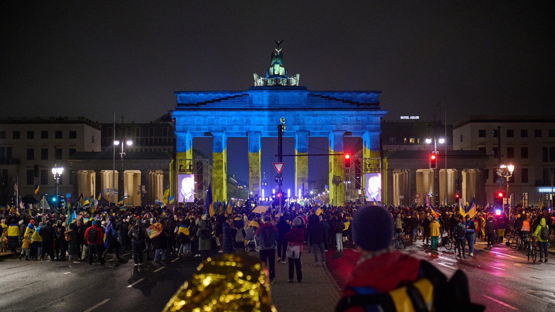 Pro-ukrainische Demonstration  am Brandenburger Tor