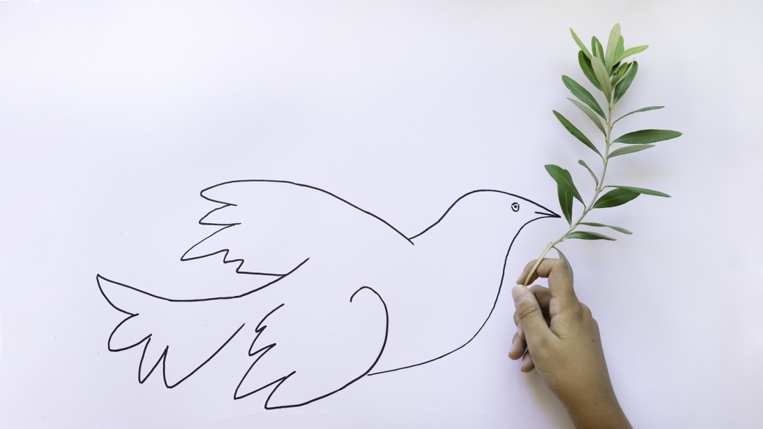 gezeichnete Taube als Symbol für den Frieden