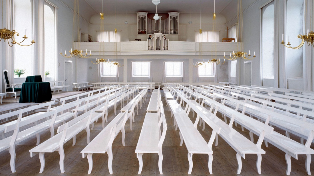 Kirchensaal der Herrnhuter Bruedergemeine