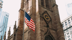 USA Flagge vor Kirche