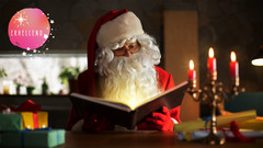 Weihnachtsmann ließt ein Buch