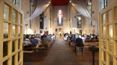 Innenraum der evangelischen Citykirche St. Jakobi in Hildesheim. 