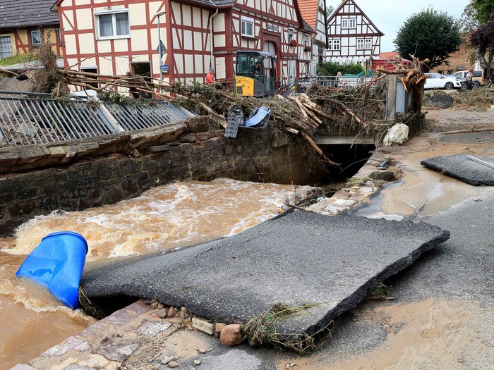 Schäden des Unwetters im Trendelburger Ortsteil Gottsbüren