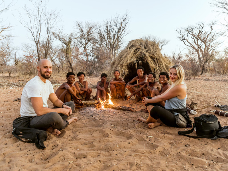 With the Bushmen in the Kalahari, Namibia 