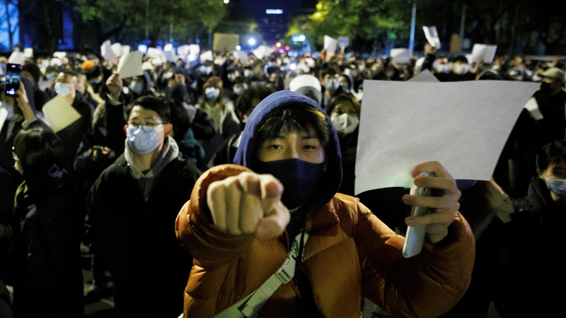 Protest in Peking am ersten Advent gegen die strikten Corona-Beschränkungen 