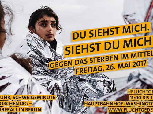 Plakatmotiv der Kampagne FluchtGedenken gegen das Sterben im Mittelmeer