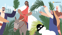 Illustration von Jesus am Palmsonntag.