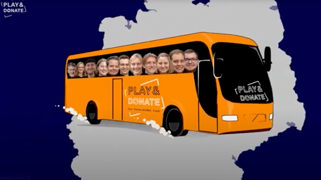 Play and Donate Bus in Deutschland Illustration