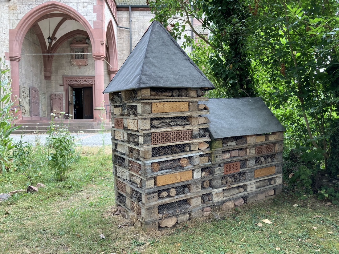 Ein "Insektenhotel" in Form einer Kirche vor St. Martin Tauberbischofsheim
