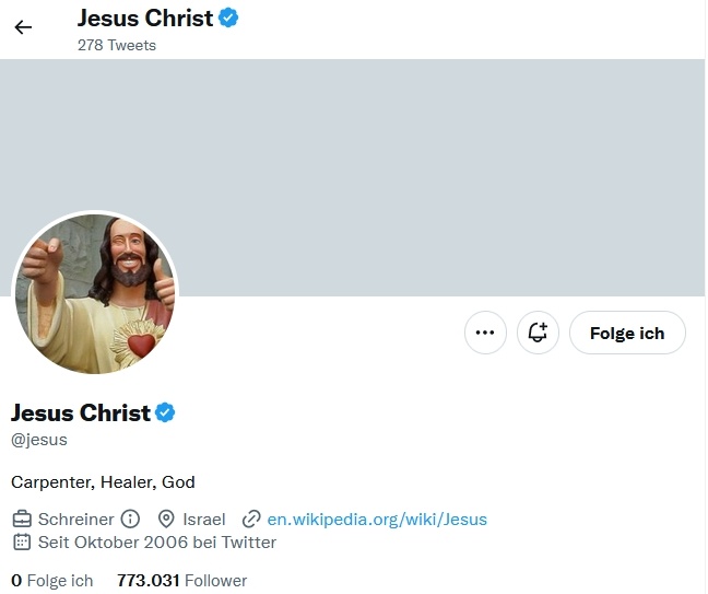Twitter Account von @jesus
