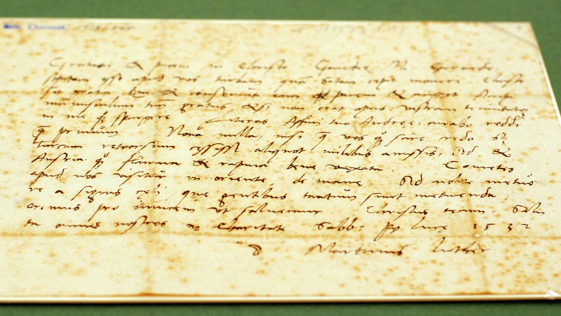 Wertvolle Luther-Schriften stehen hoch im Kurs. Dies ist eigenhändiger Brief des Reformators an Gerard Wilskamp.