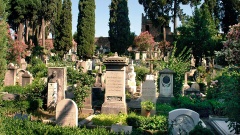 Das Gelände des protestantischen Friedhofs in Rom.