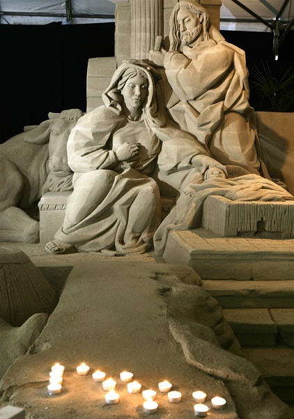 Sandkrippe am Strand von Rimini.