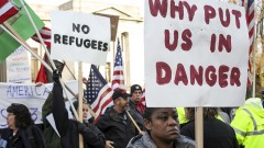 Demonstration gegen die Aufnahme von Flüchtlingen aus Syrien in den USA.