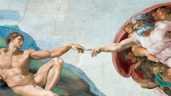 Die "Erschaffung Adams" von Michelangelo in der Sixtinischen Kapelle