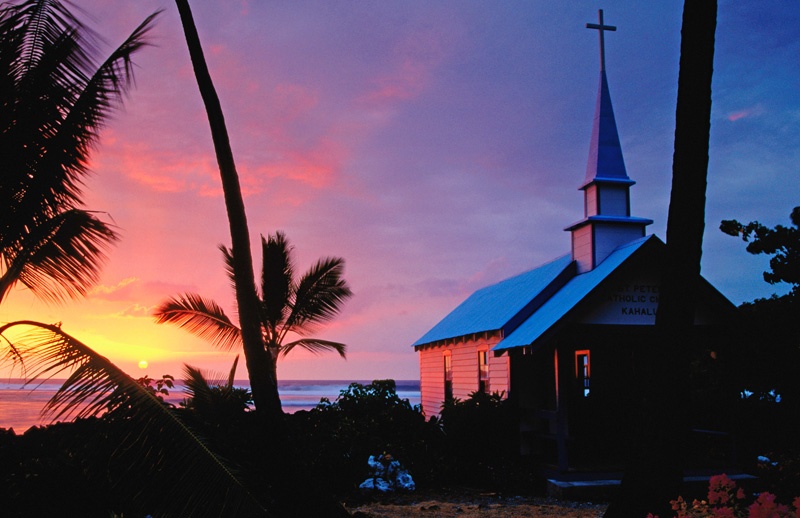 Katholische Kirche "Saint Peter's by the Sea" am Strand von Kailua-Kona, Hawaii.